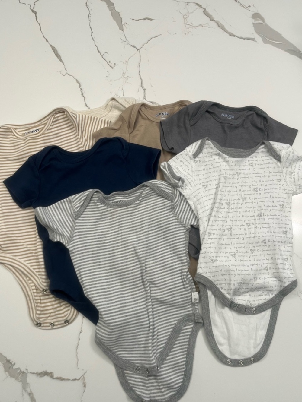 Neutral Short Sleeve Onesies, Bundle, Size 6-9/6-12M